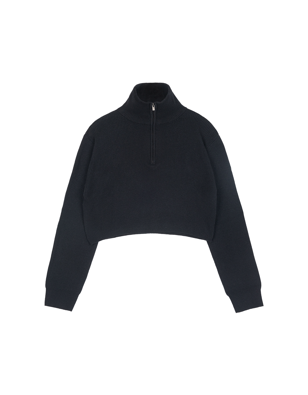 high-neck cropped half-zip
