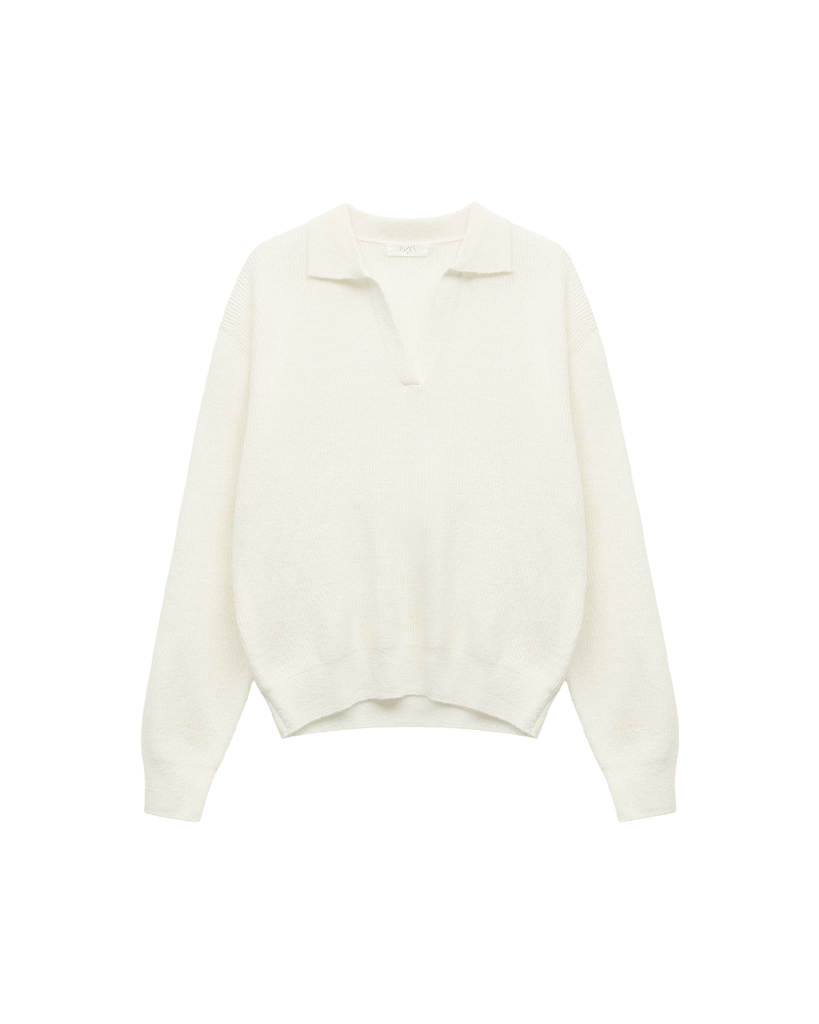 Open Collar Knit Sweater