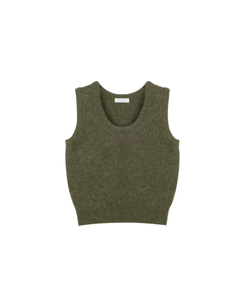 Hairy U-neck Sleeveless Top