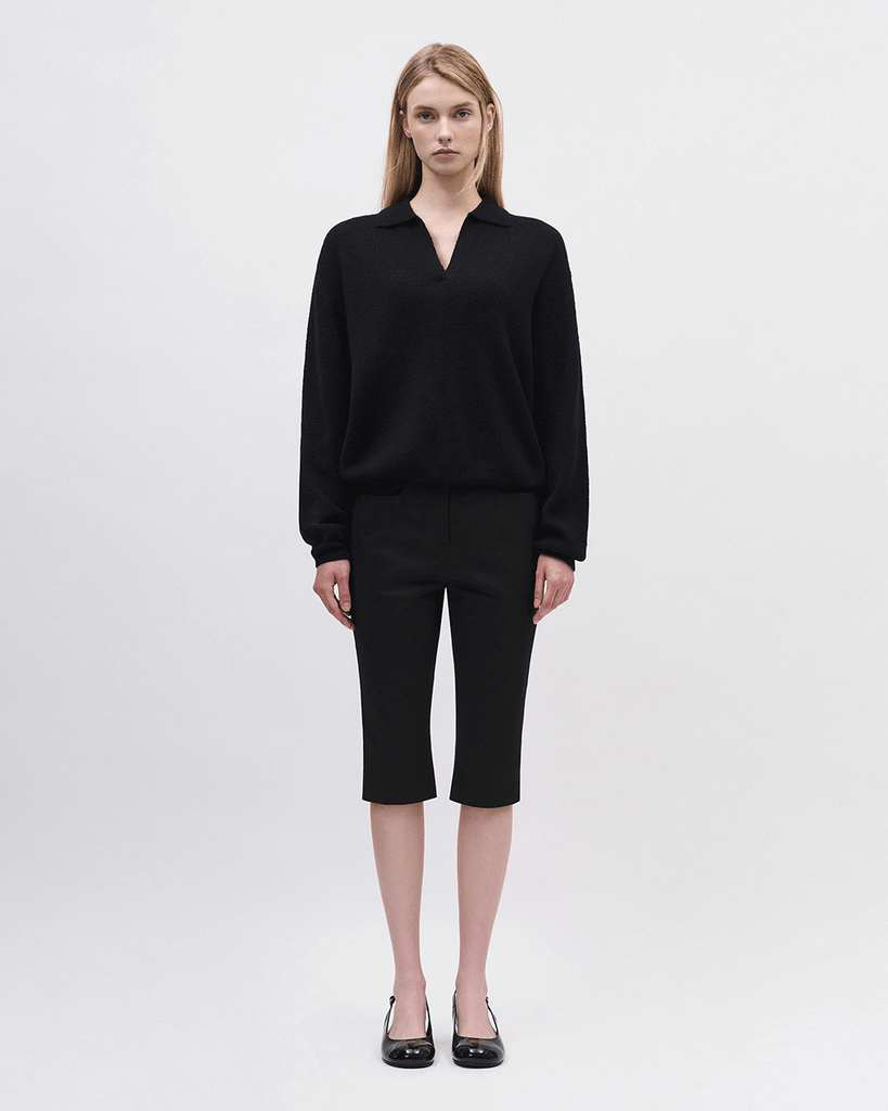 Open Collar Knit Sweater