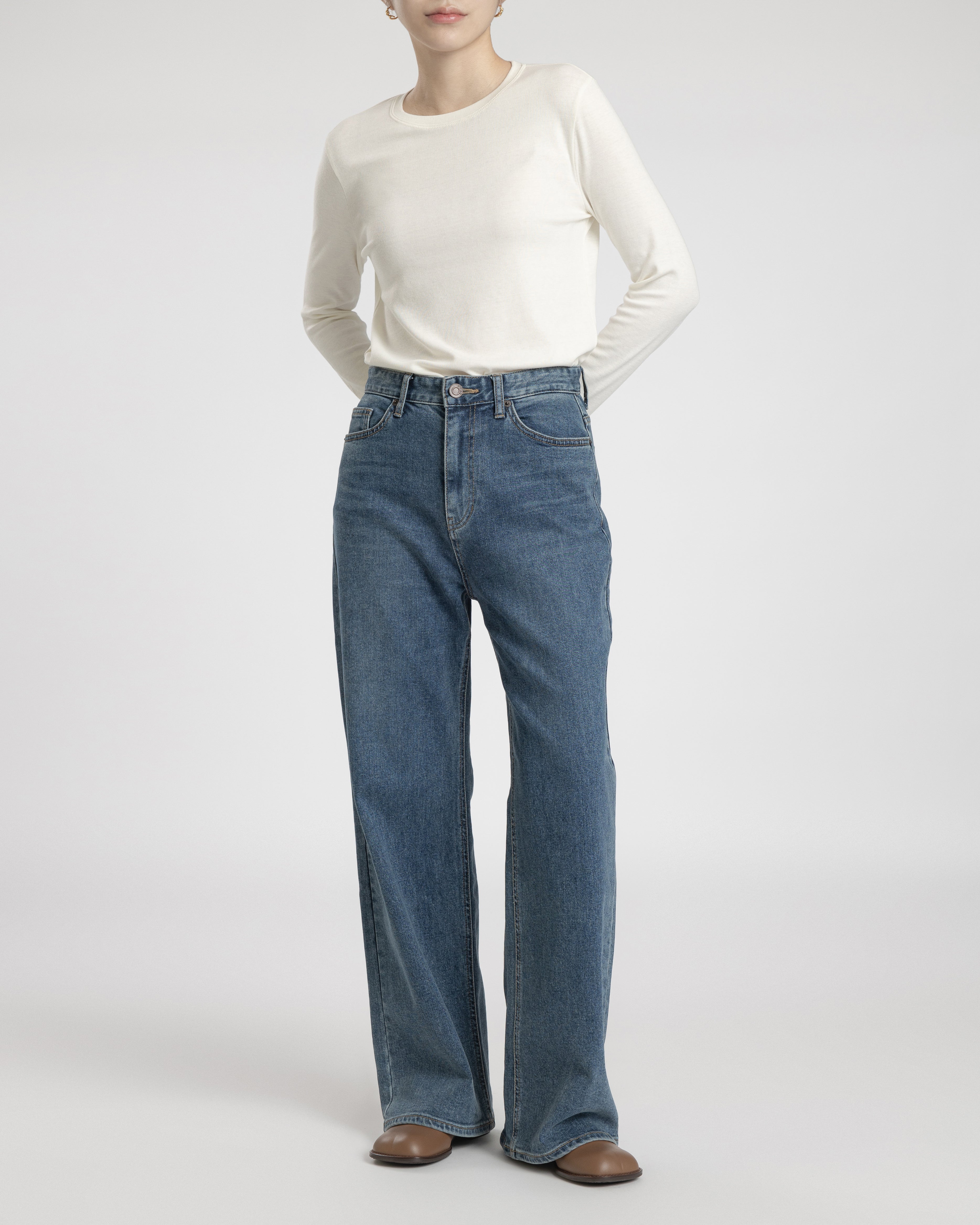 Plain Wide Denim Pants